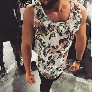 Stylish new floral men's muscle shirt tank large L